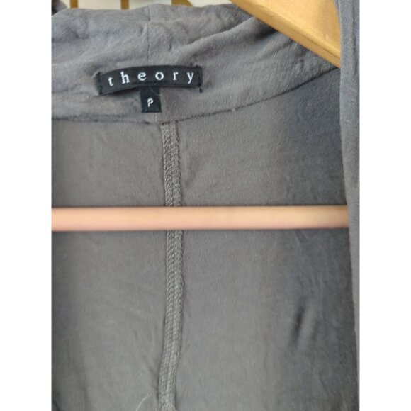 THEORY Women's Thin Cardiagn Open Front Viscose Blend Soft Brown Size P - Picture 4 of 8